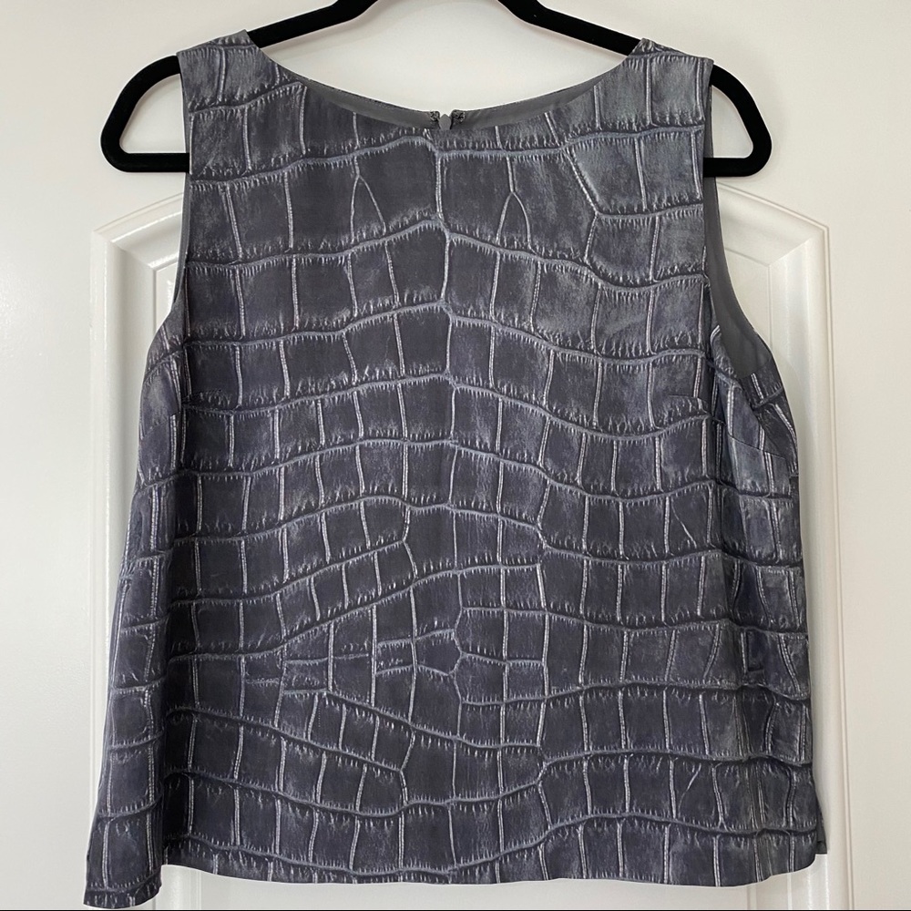 LAFAYETTE Silk Gunmetal silver grey sleeveless shell blouse SIZE 8